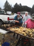 Getting soaked washing potatoes