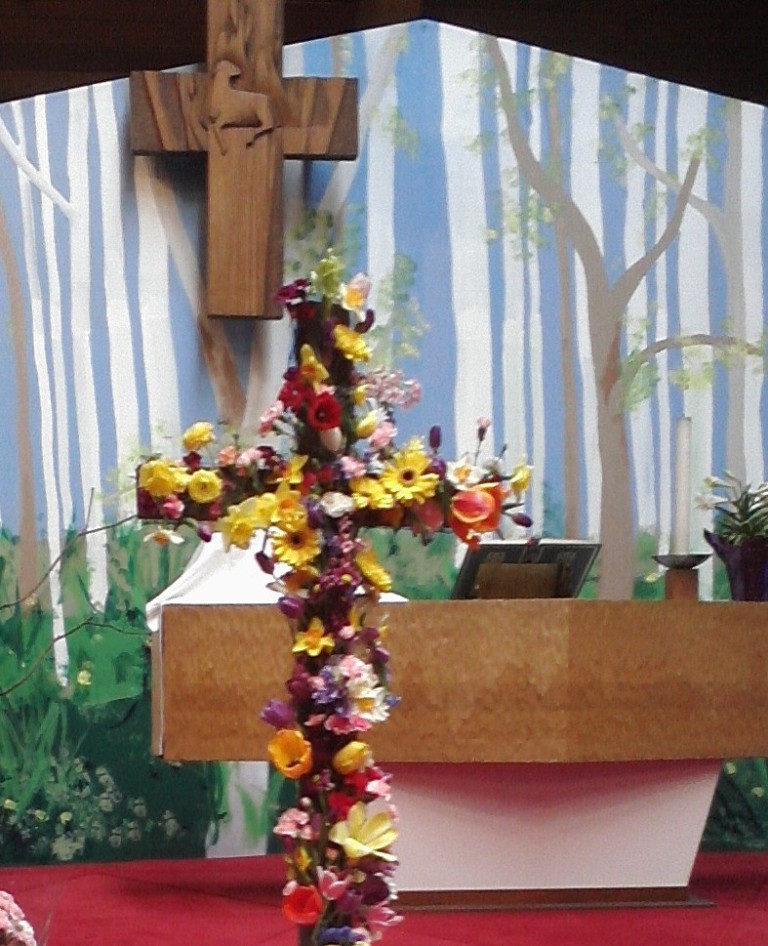Cross of flowers, Easter Sunday, 2011