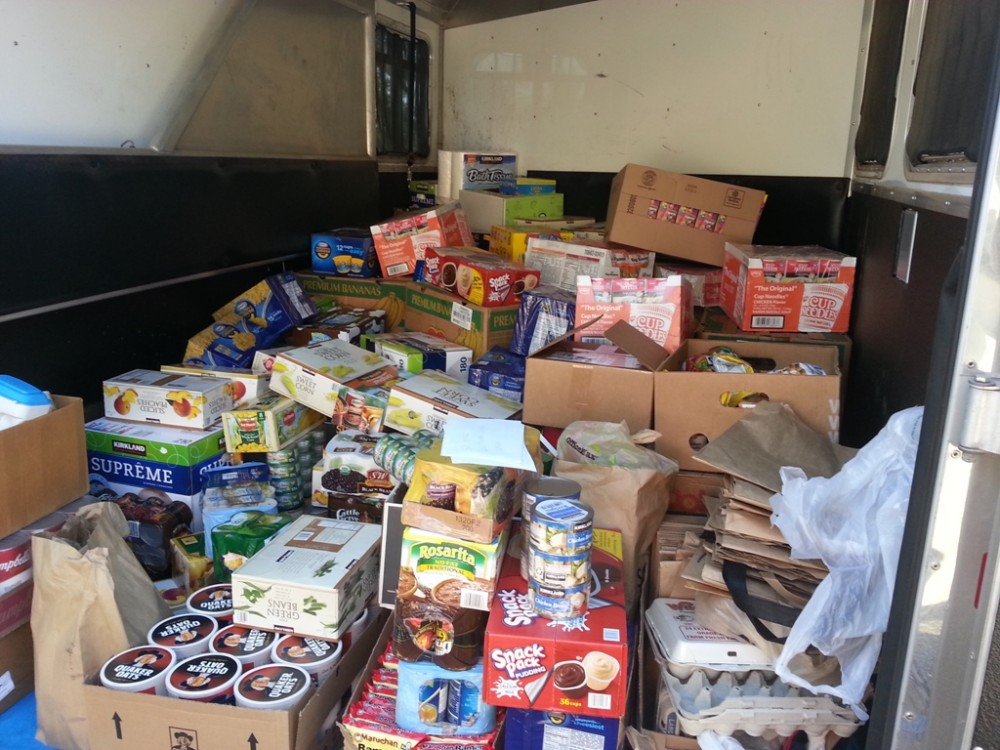 Horse trailer of food for Food Bank